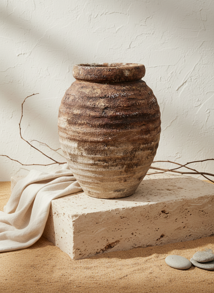 Vaso terracota artesanal RÚSTICO H feito à mão Portugal. Estilos cottage minimalista, rústico, mediterrânico, Japandi, estilo wabi-sabi e farmehouse. Decoração de interiores;  design biofílico;
