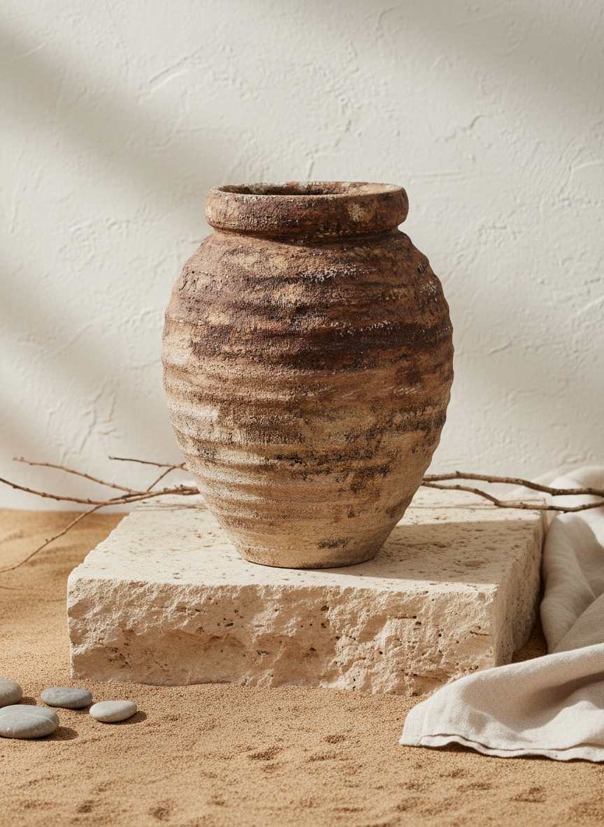 Vaso terracota artesanal RÚSTICO H feito à mão Portugal. Estilos cottage minimalista, rústico, mediterrânico, Japandi, estilo wabi-sabi e farmehouse. Decoração de interiores;  design biofílico;