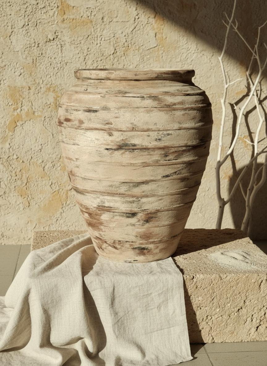 Vaso terracota artesanal Rústico J, feito   à mão em Portugal. Decoração rústica e cottagecore. Inspiração mediterrânica e farmhouse. Decoração de interiores; Design biofílico; Decoração sustentável