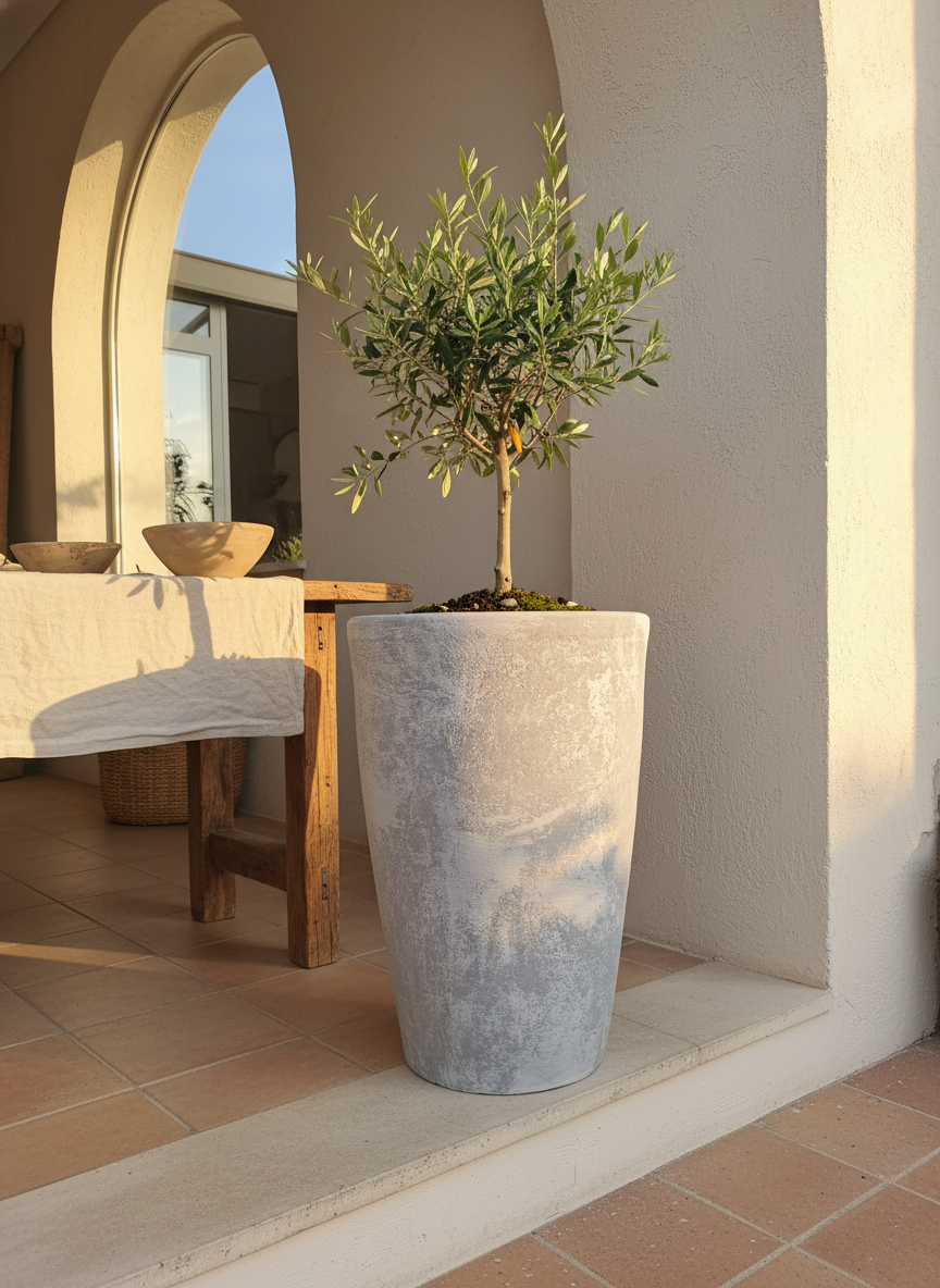 Vaso terracota artesanal Zahura A, feito à mão Portugal. Design natural e decoração sustentável. Perfeito nos estilos Japandi, minimalista, rústico, farmhouse e moderno e wabi-sabi. Decoração de interiores; design biofílico;