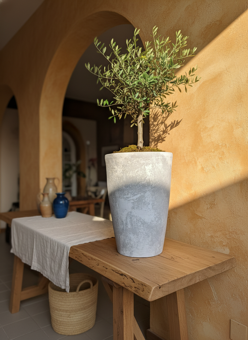 Vaso terracota artesanal Zahura A, feito à mão Portugal. Design natural e decoração sustentável. Perfeito nos estilos Japandi, minimalista, rústico, farmhouse e moderno e wabi-sabi. Decoração de interiores; design biofílico;