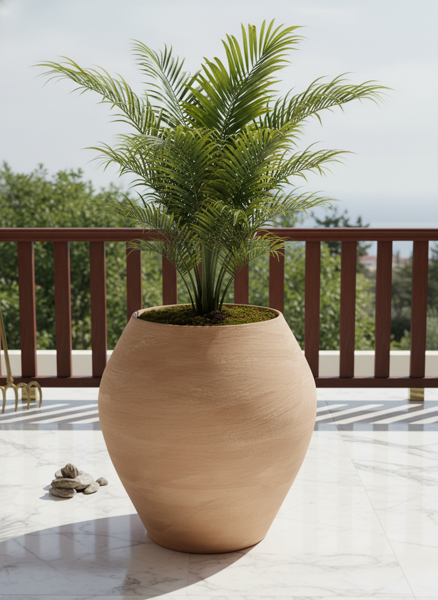 Vaso terracota artesanal EXC. com Tampa, feito à mão Portugal. Design natural e sustentável nos estilos Japandi, minimalista, rústico, farmhouse e moderno e wabi-sabi. Decoração de interiores; design biofílico;