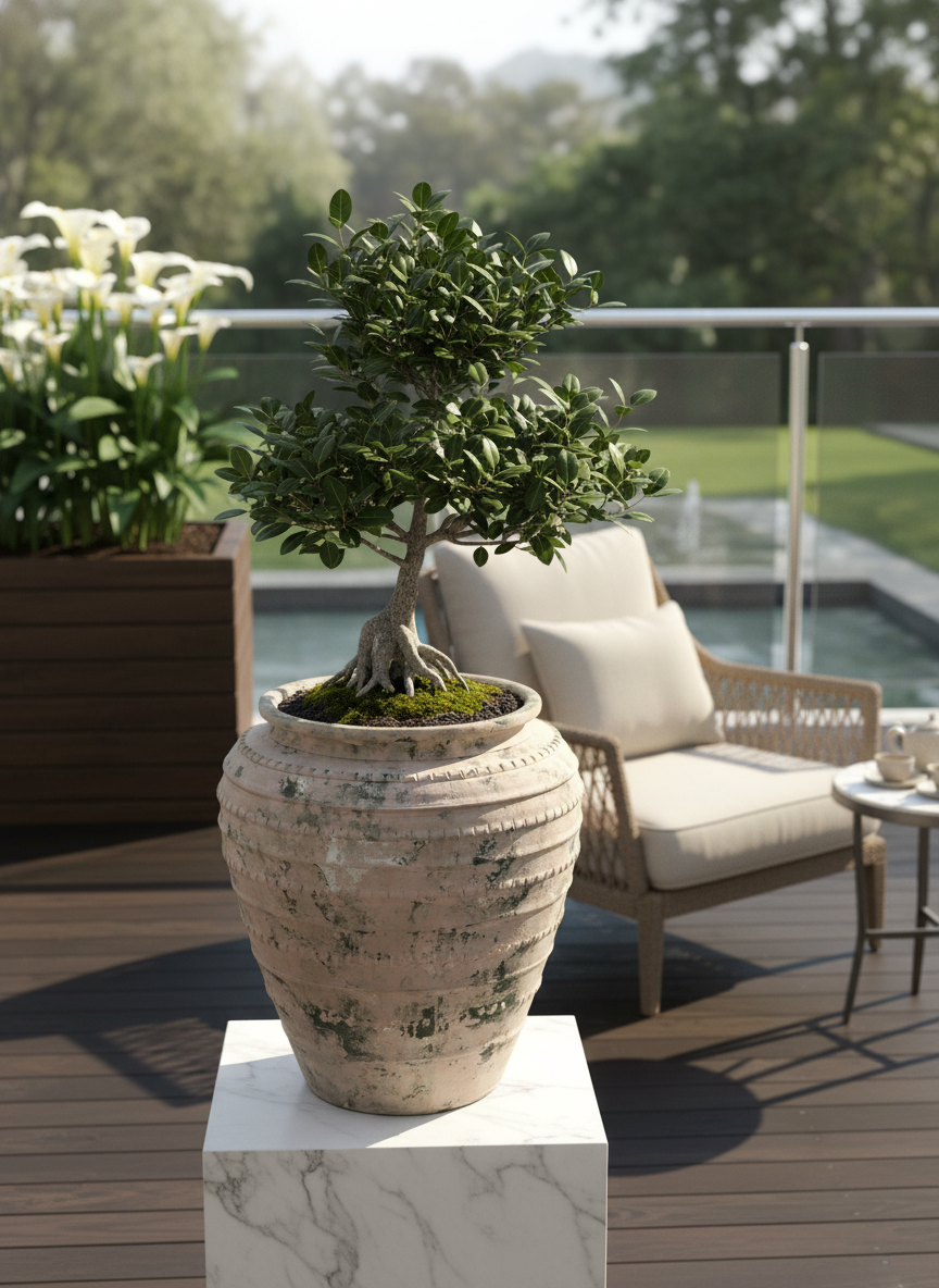 Vaso terracota artesanal feito à mão em Portugal, decoração Japandi, minimalista, rústico, mediterrânico, farmhouse, modern decor. Decoração e design de interiores; decoração e design biofílico;