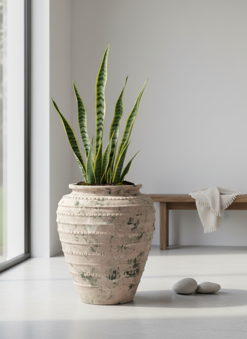 Vaso terracota artesanal feito à mão em Portugal, decoração Japandi, minimalista, rústico, mediterrânico, farmhouse, modern decor. Decoração e design de interiores; decoração e design biofílico;