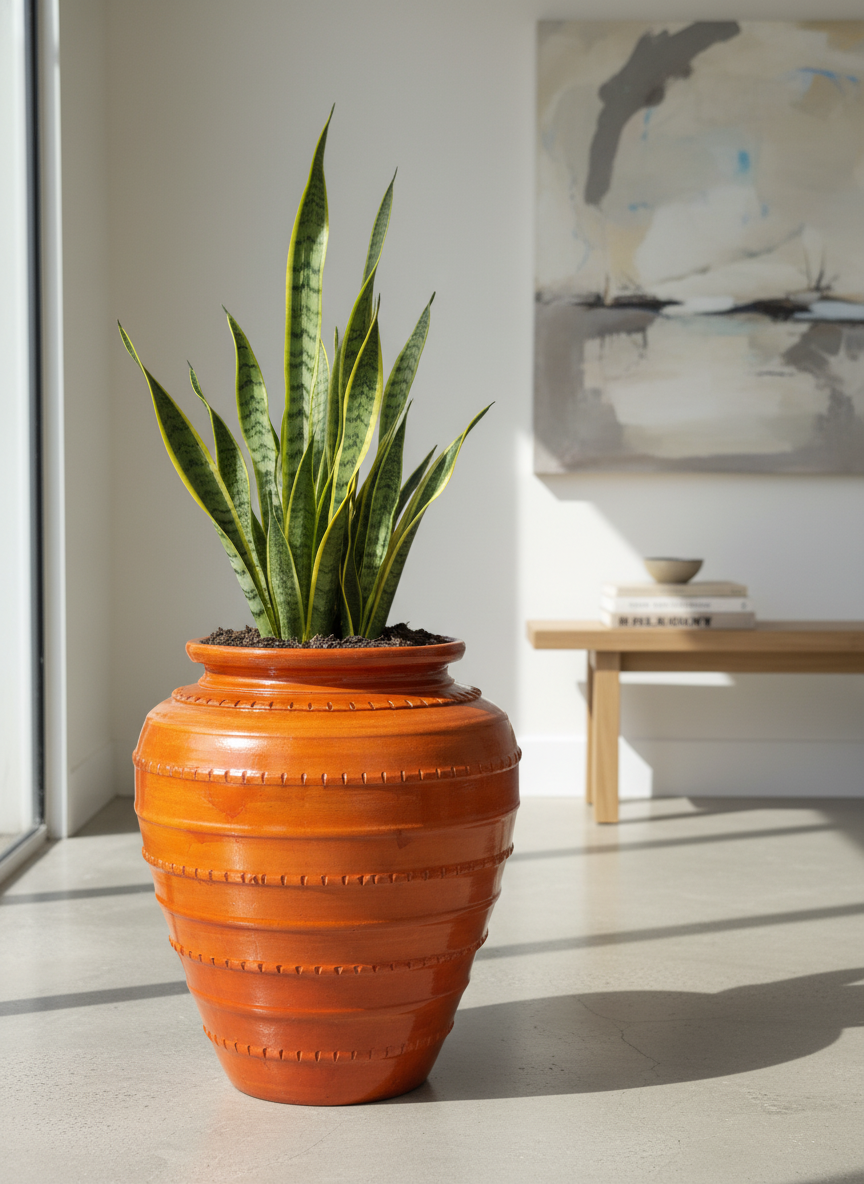 Vaso terracota artesanal  Safi G handmade em Portugal. Decoração sustentável nos estilos wabi-sabi, farmhouse, Japandi, minimalista, mediterrânica, cottagecore e moderno.  Design de interiores; design biofílico;