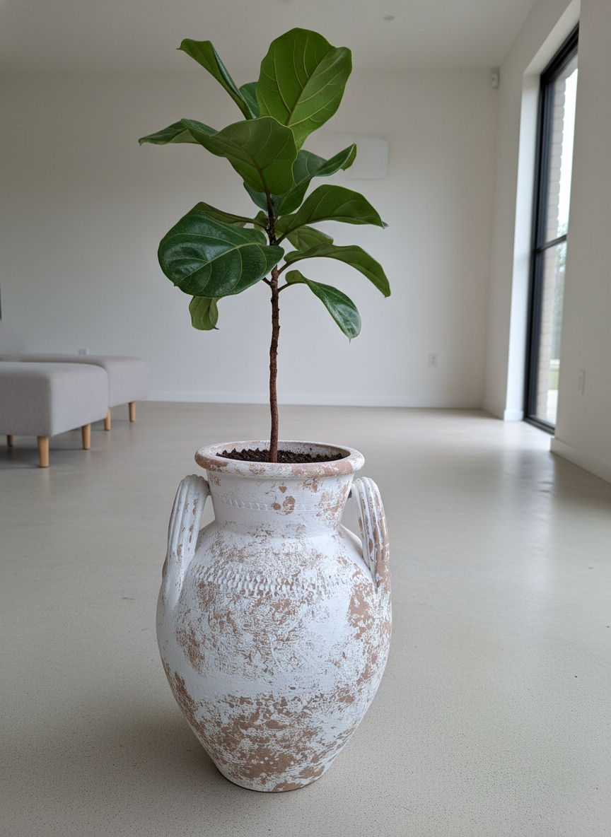 Vaso terracota artesanal Poteh B feito à mão Portugal. Decoração sustentável nos estilos Japandi, minimalista, rústico, farmhouse e moderno e wabi-sabi. Design de interiores; decoração e design biofílico;
