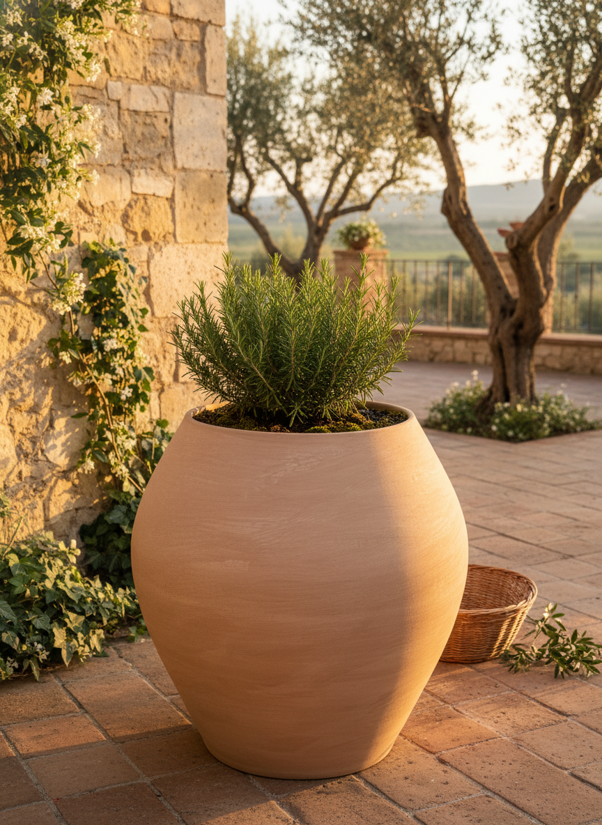 Vaso terracota artesanal EXC. com Tampa, feito à mão Portugal. Design natural e sustentável nos estilos Japandi, minimalista, rústico, farmhouse e moderno e wabi-sabi. Decoração de interiores; design biofílico;