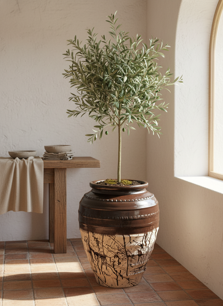 Vaso terracota artesanal feito à mão em Portugal, decoração moderna, Japandi, minimalista, rústico, mediterrânico, farmhouse, cottagecore. Decoração e design de interiores; decoração e design biofílico;