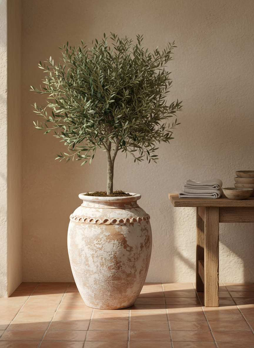 Vaso terracota artesanal Tamar B feito à mão Portugal, estilo wabi-sabi, minimalista, rústico, mediterrânico, Japandi e farmehouse. Decoração de interiores;  design biofílico;