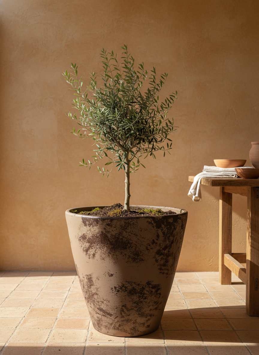 Vaso terracota artesanal Nura B feito à mão Portugal, decoração Japandi, minimalista, rústico, farmhouse e moderno. Decoração e design de interiores; decoração e design biofílico;