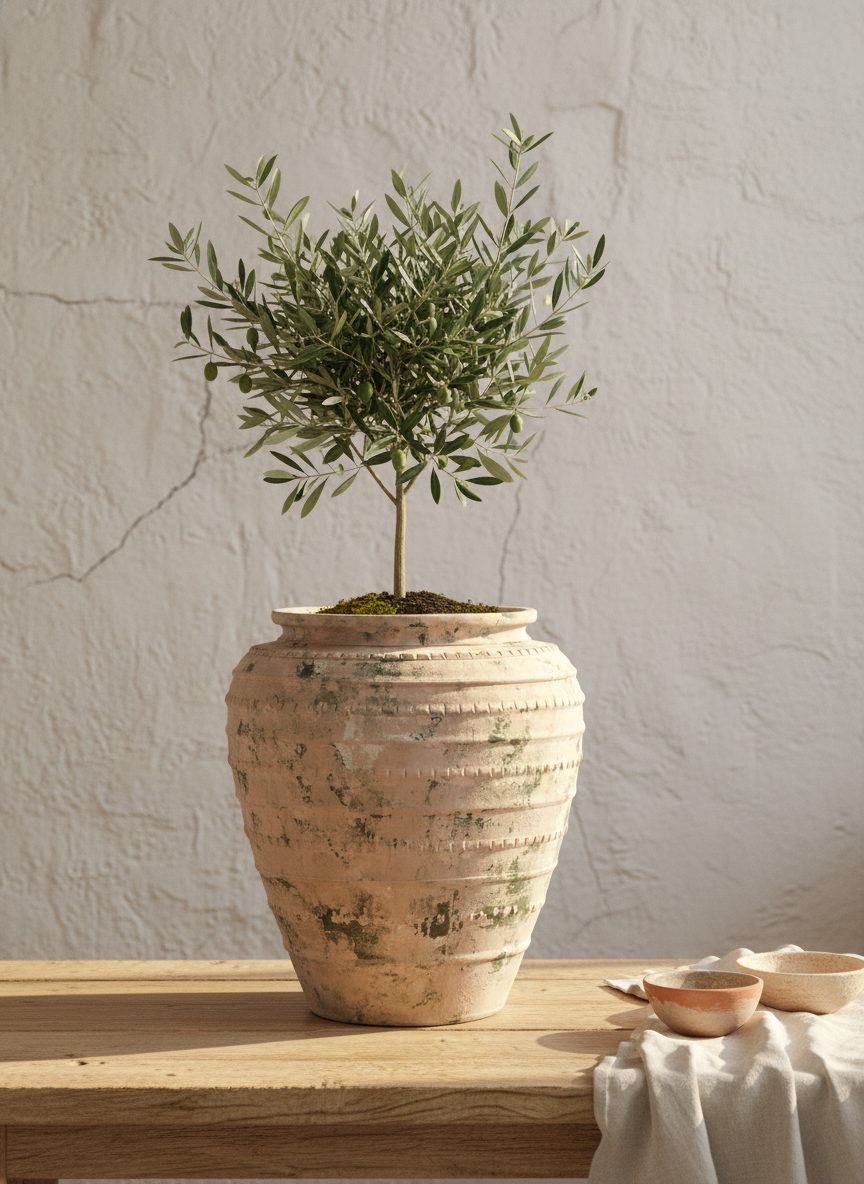 Vaso terracota artesanal feito à mão em Portugal, decoração Japandi, minimalista, rústico, mediterrânico, farmhouse, modern decor. Decoração e design de interiores; decoração e design biofílico;