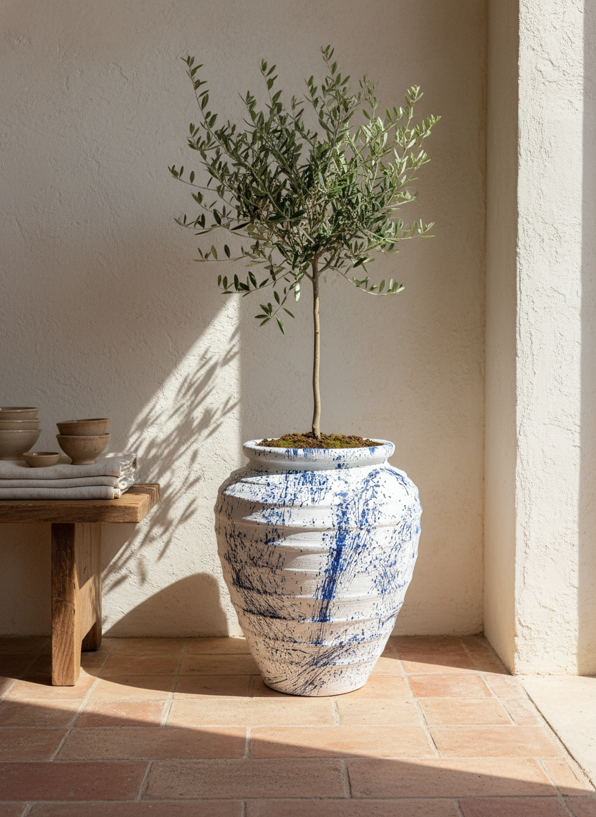 Vaso terracota artesanal feito à mão em Portugal, decoração Japandi, minimalista, rústico, mediterrânico, farmhouse, modern decor. Decoração e design de interiores; decoração e design biofílico;