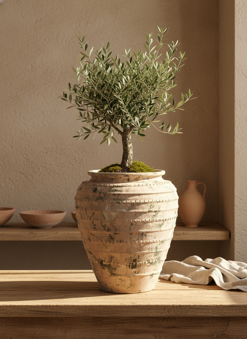 Vaso terracota artesanal feito à mão em Portugal, decoração Japandi, minimalista, rústico, mediterrânico, farmhouse, modern decor. Decoração e design de interiores; decoração e design biofílico;