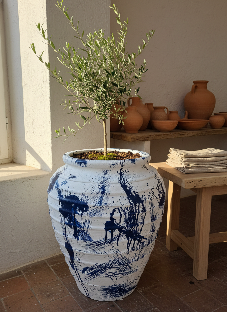 Vaso terracota artesanal Safi B feito à mão Portugal, decoração wabi-sabi, minimalista, rústico, mediterrânico, e outras. Decoração e design de interiores; decoração e design biofílico;