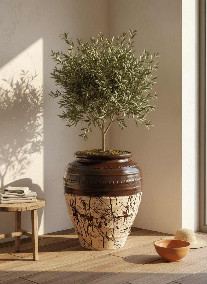 Vaso terracota artesanal feito à mão em Portugal, decoração moderna, Japandi, minimalista, rústico, mediterrânico, farmhouse, cottagecore. Decoração e design de interiores; decoração e design biofílico;