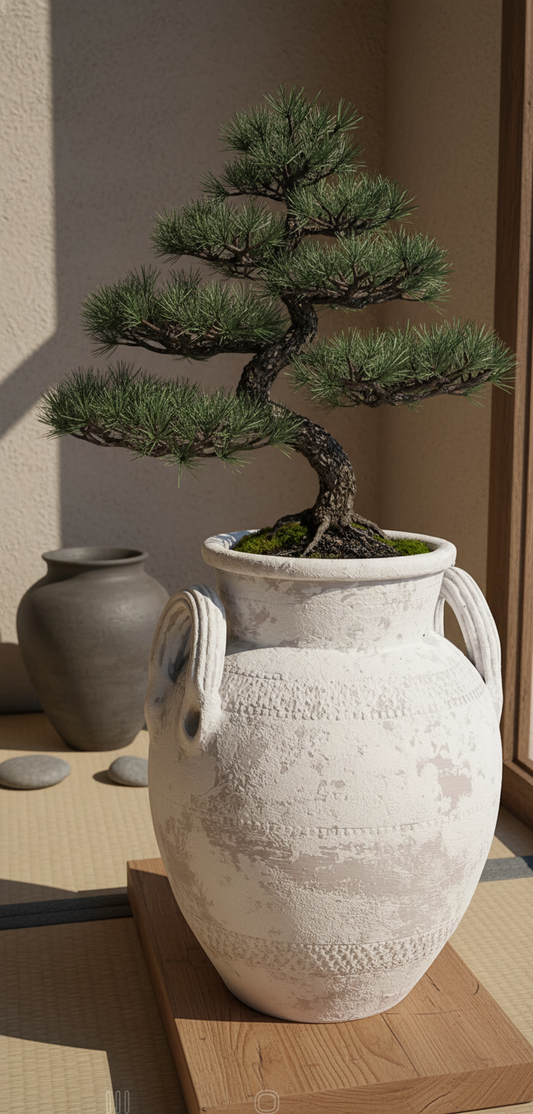 Vaso terracota artesanal Poteh C feito à mão Portugal. Decoração natural e sustentável nos estilos Japandi, minimalista, rústico, farmhouse e moderno e wabi-sabi. Design de interiores; design biofílico;