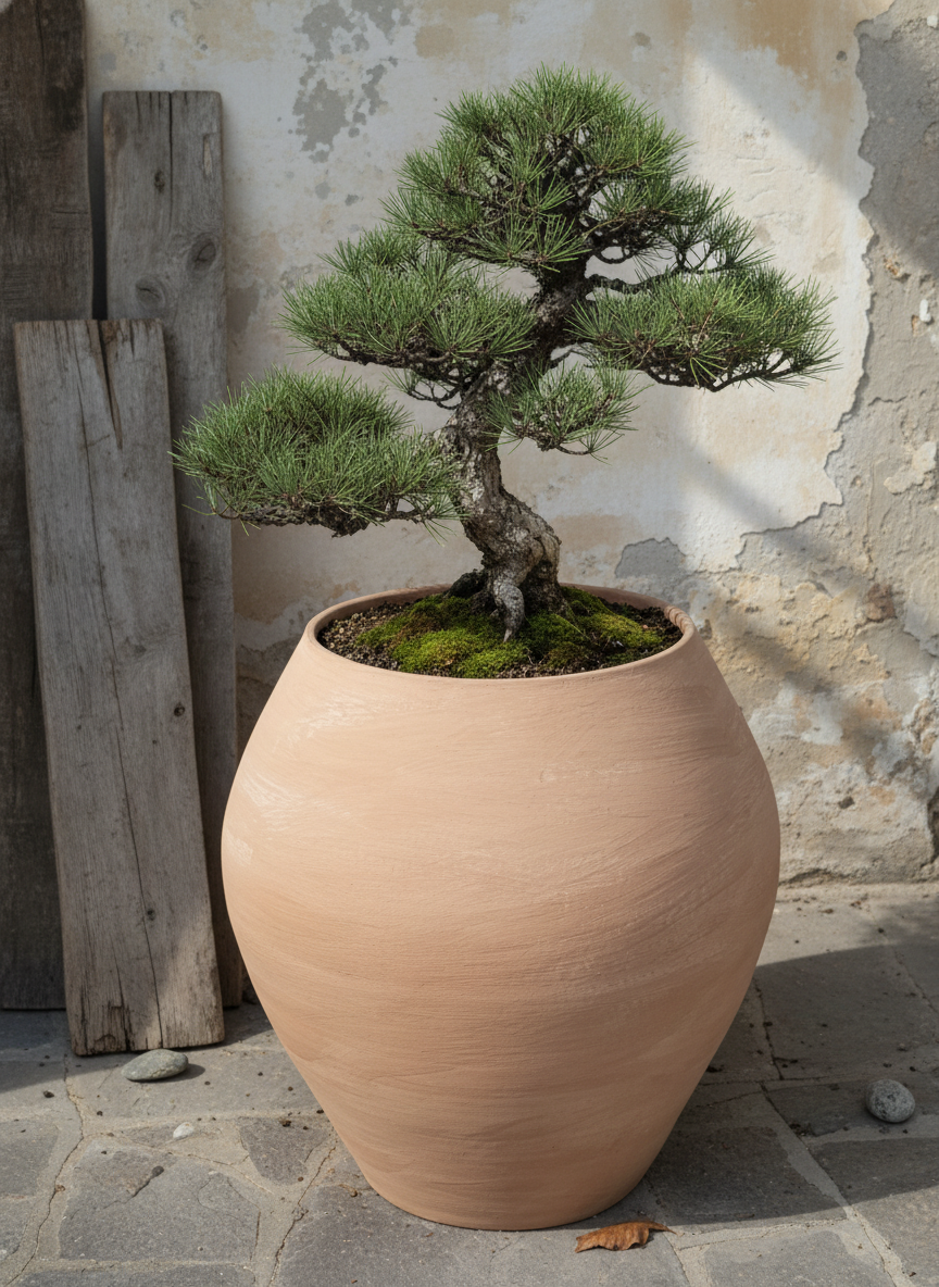 Vaso terracota artesanal EXC. com Tampa, feito à mão Portugal. Design natural e sustentável nos estilos Japandi, minimalista, rústico, farmhouse e moderno e wabi-sabi. Decoração de interiores; design biofílico;